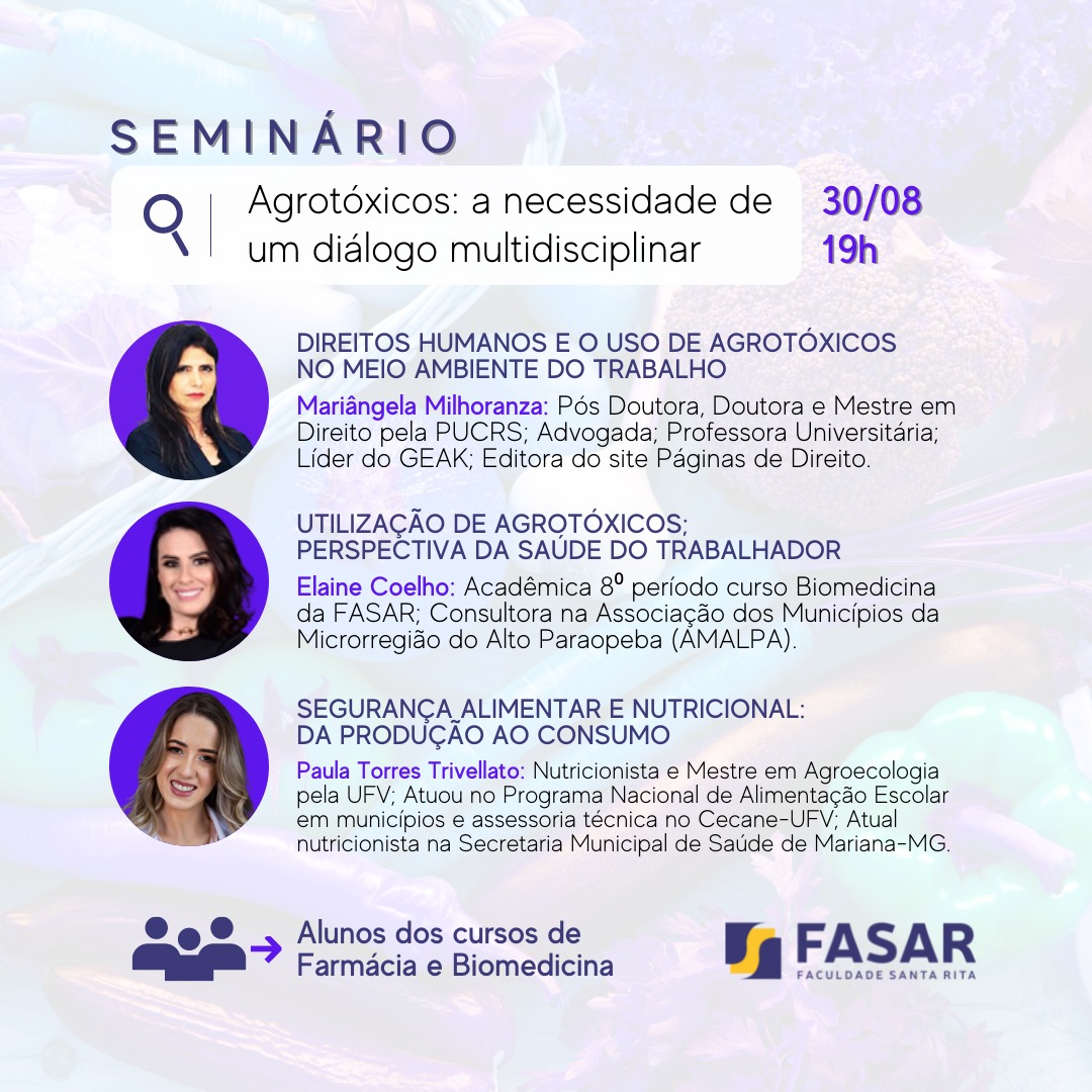Seminário sobre  Agrotóxicos da FASAR de Minas Gerais - A palestra irá agregar aos alunos da FASAR, o conhecimento através da necessidade de um diálogo multidisciplinar...